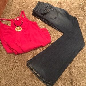 Gap distressed, boot cut jean